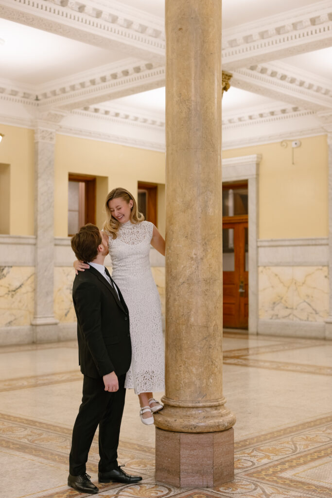 Toronto Old City Hall Civil Ceremony Couple laughing