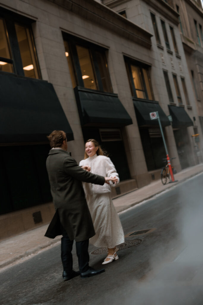 Toronto Couple dancing outside in the rain