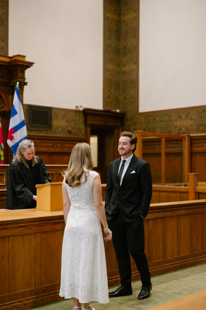 Toronto Old City Hall Civil Ceremony Couple standing at ceremony