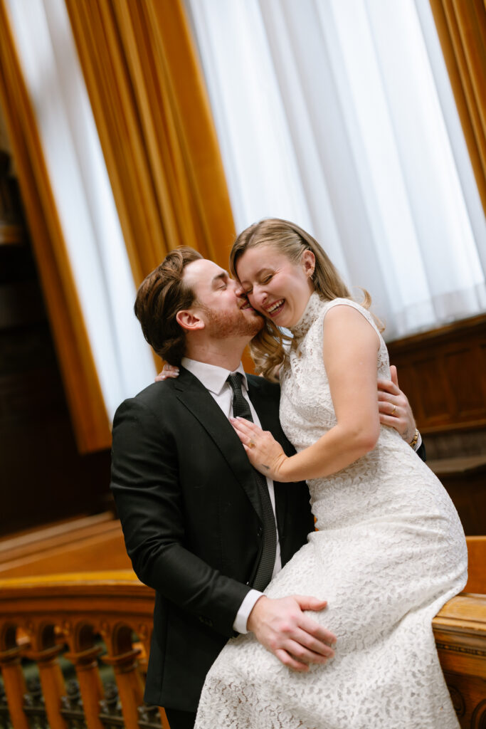 Toronto Old City Hall Civil Ceremony Couple laughing